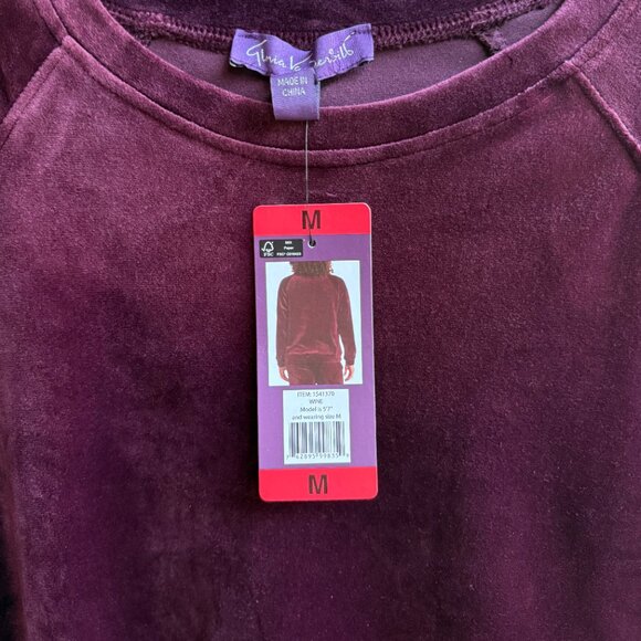 NWT Gloria Vanderbilt Velour Pullover, Women's Medium - Picture 3 of 5